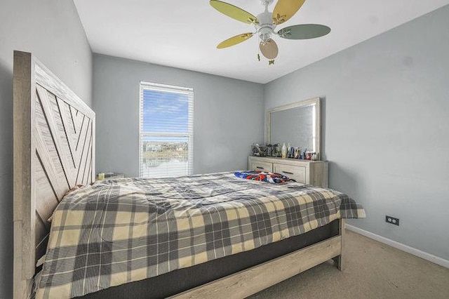 bedroom with carpet and ceiling fan