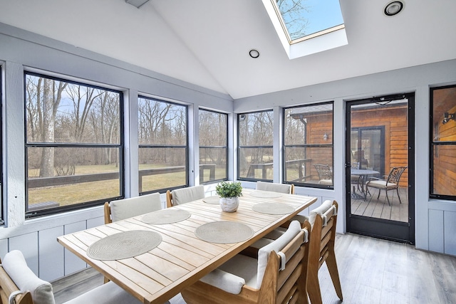 sunroom with a skylight