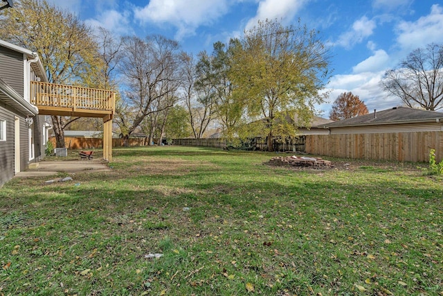 view of yard featuring a deck