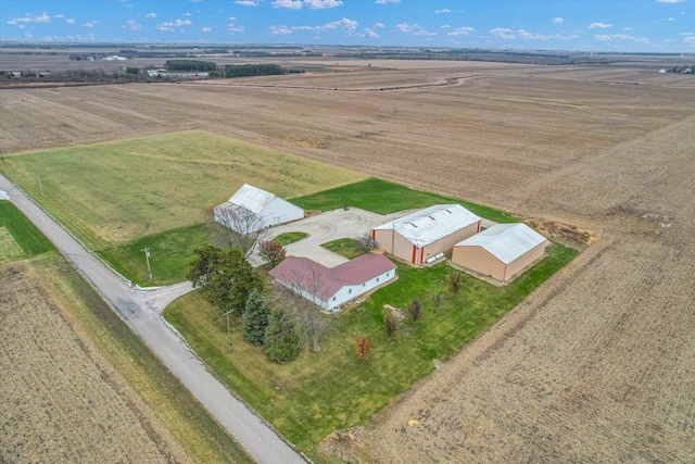 birds eye view of property with a rural view