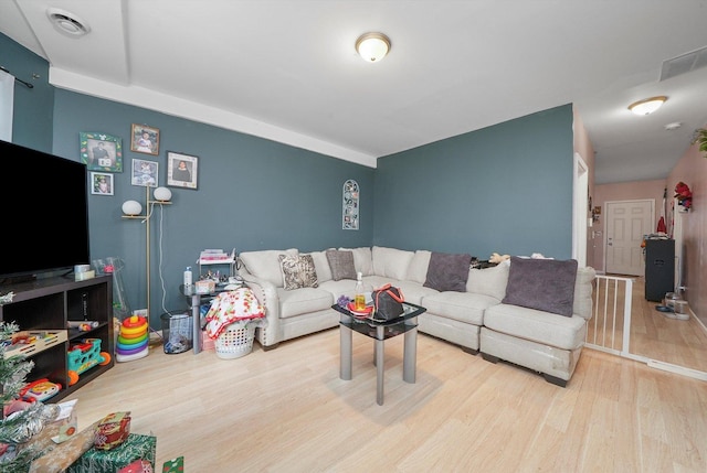 living room with light wood-type flooring