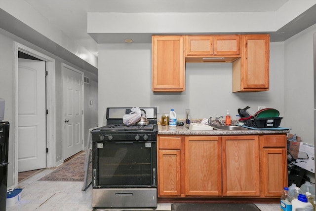 kitchen featuring stainless steel range and sink