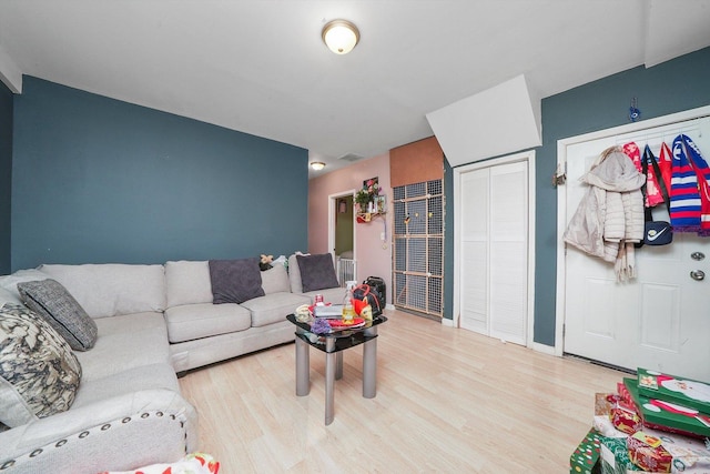 living room with hardwood / wood-style flooring