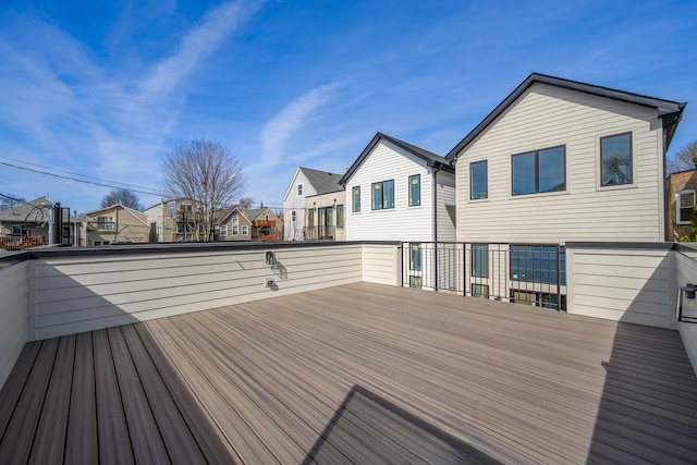 deck with a residential view