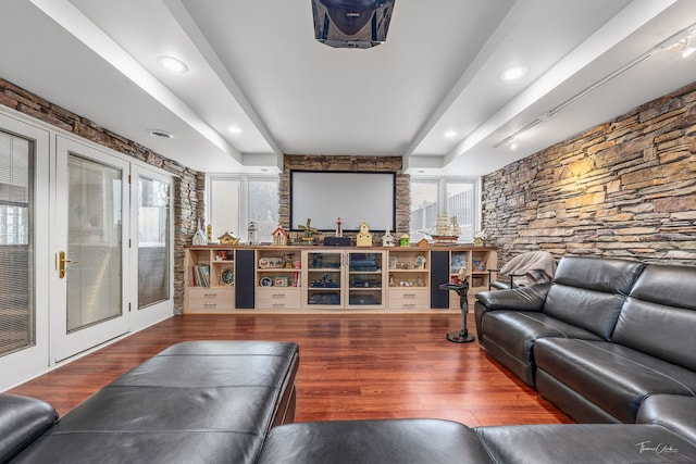 living area with wood finished floors