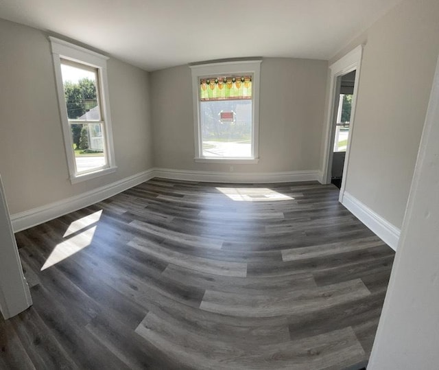 empty room featuring dark hardwood / wood-style flooring