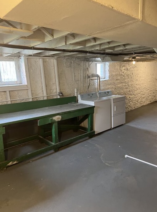 basement featuring washer and dryer