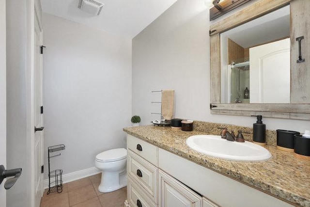 bathroom featuring tile patterned flooring, vanity, and toilet