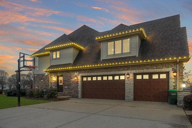 view of front of home with a garage