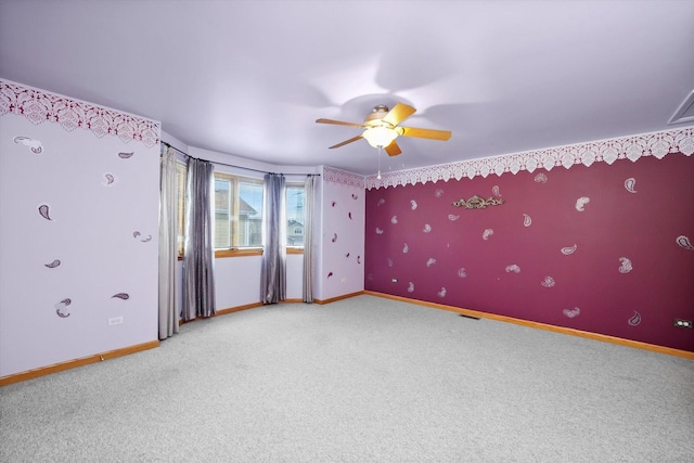 unfurnished bedroom with carpet and ceiling fan