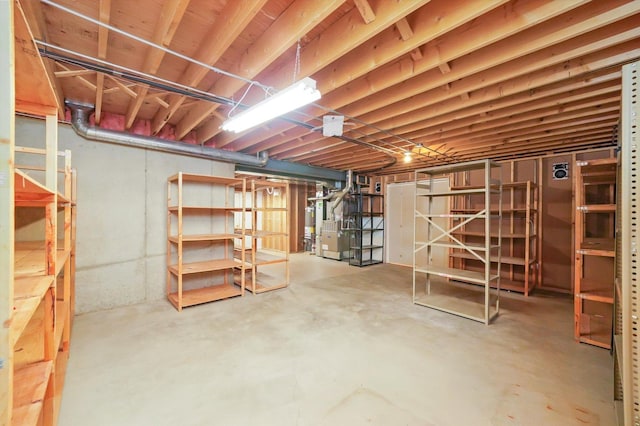 basement with heating unit