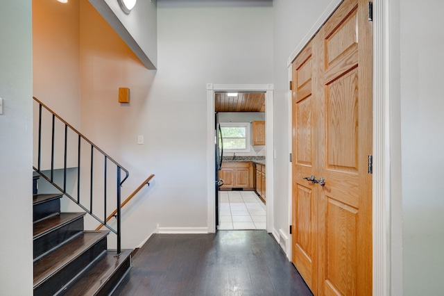 foyer entrance featuring wood-type flooring