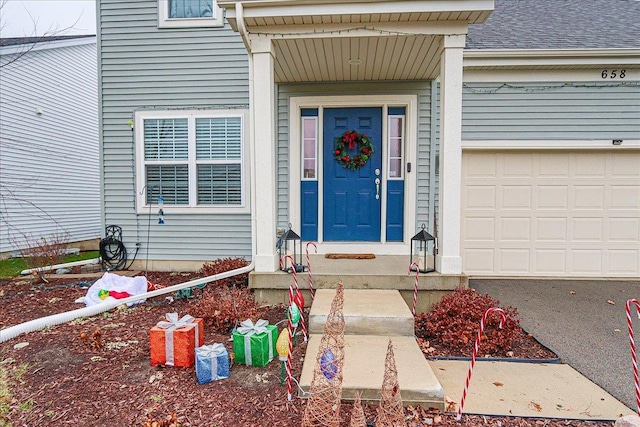 property entrance featuring a garage