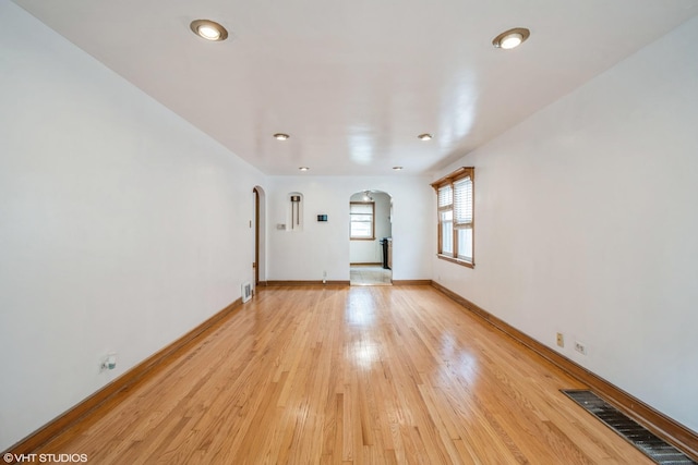 empty room with light wood-type flooring