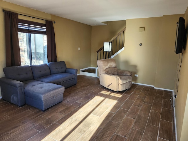 living room featuring dark hardwood / wood-style flooring