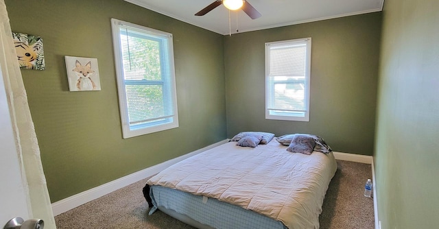 bedroom with carpet and ceiling fan