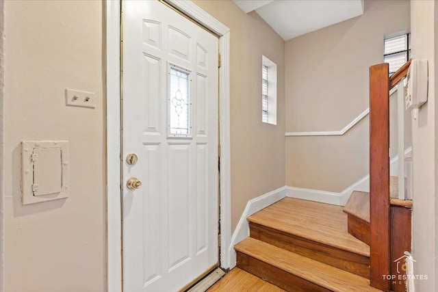 entryway featuring light hardwood / wood-style flooring