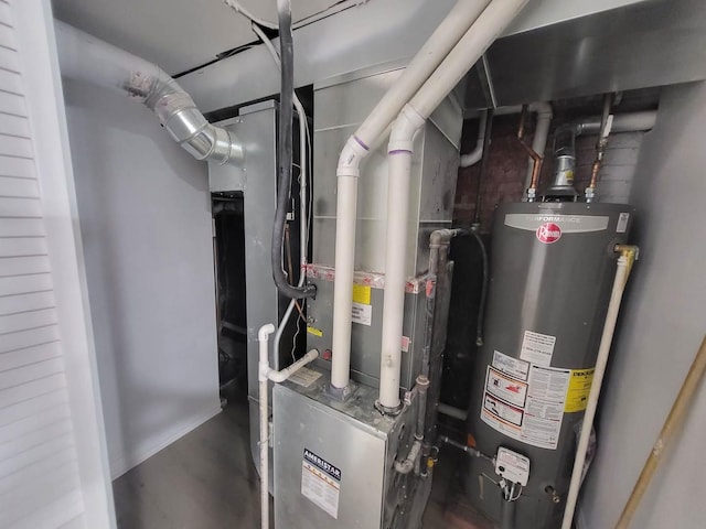 utilities featuring gas water heater and heating unit