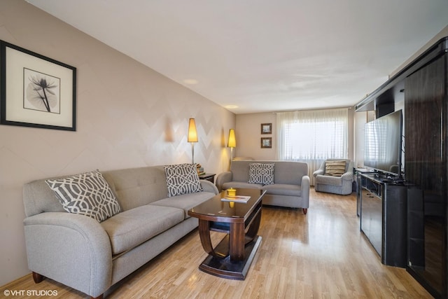 living room with light wood-type flooring