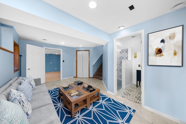 view of tiled living room