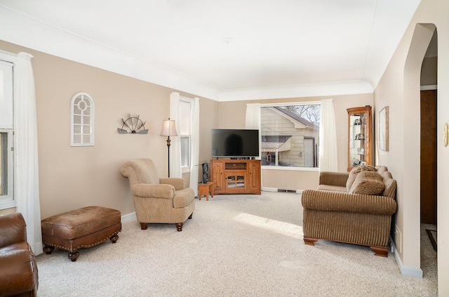 living room featuring carpet floors