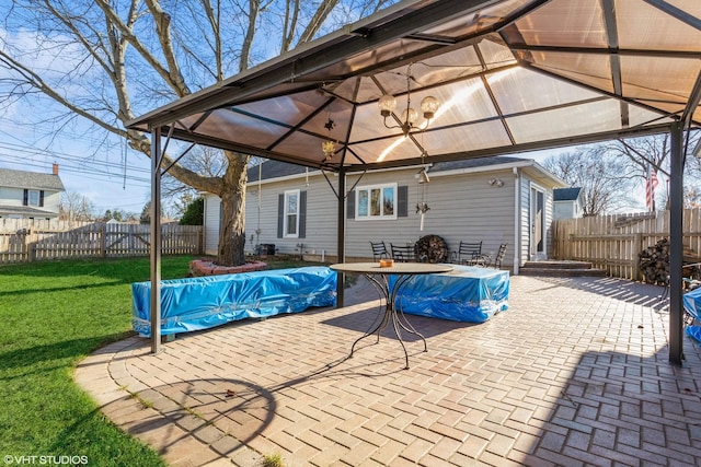 view of swimming pool featuring a gazebo, a patio, and a yard