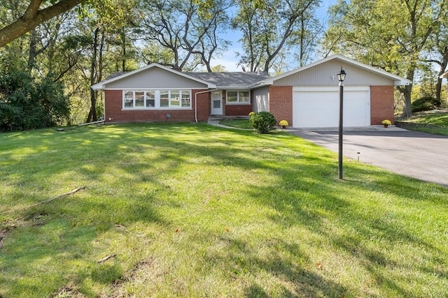 820 Exmoor Rd, Olympia Fields, IL 60461 - ranch-style home with brick siding, asphalt driveway, an attached garage, and a front lawn