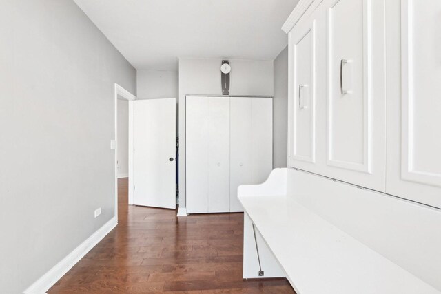 corridor with dark wood-type flooring