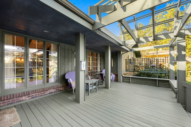 deck featuring a pergola