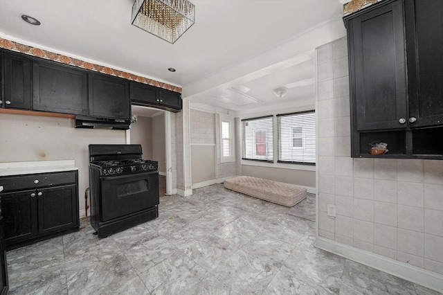 kitchen featuring black range with gas stovetop