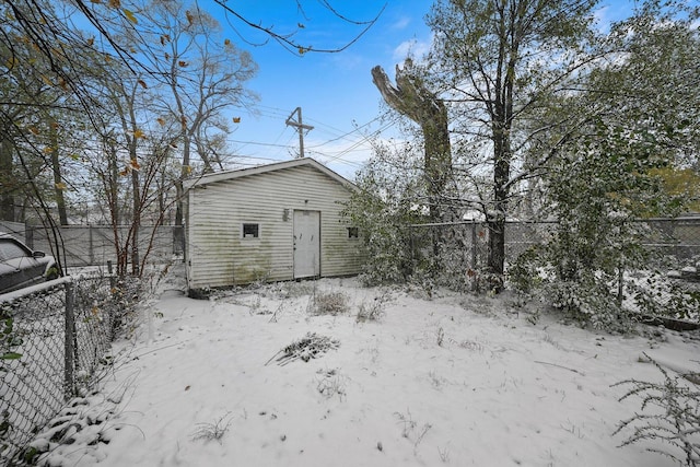 view of snow covered structure