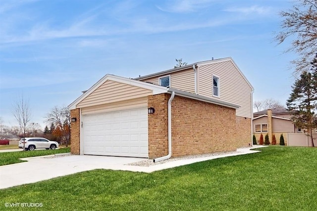 view of side of home with a yard