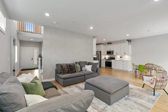 living room featuring light hardwood / wood-style floors