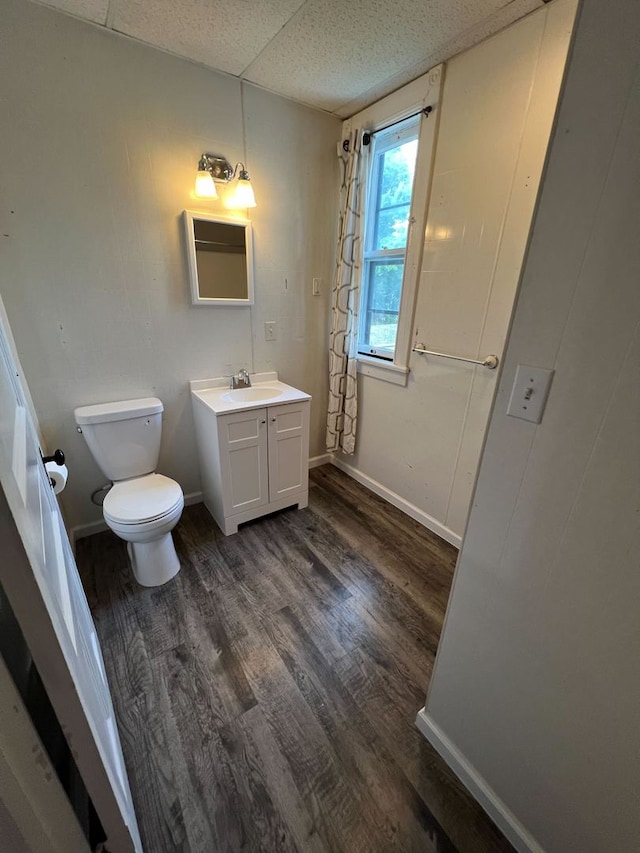 bathroom featuring hardwood / wood-style flooring, vanity, and toilet