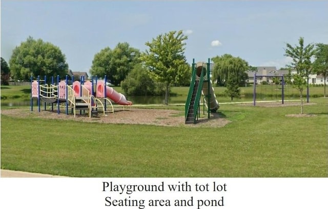 view of jungle gym with a yard