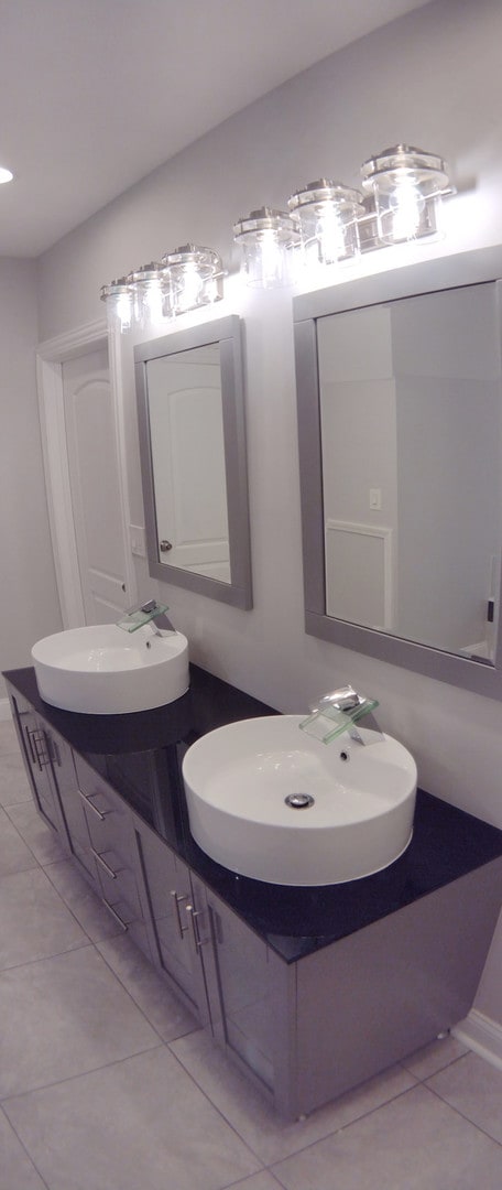 bathroom featuring vanity and tile patterned floors