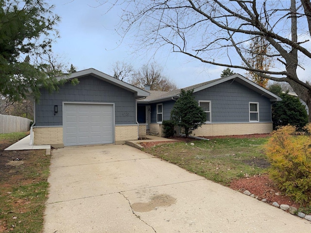 single story home with a garage