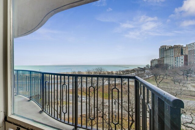 balcony with a water view