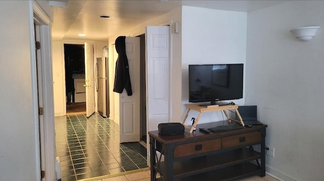 view of tiled living room