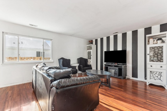 living room with hardwood / wood-style floors