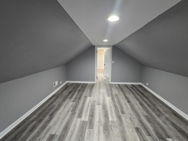 additional living space with lofted ceiling and wood-type flooring