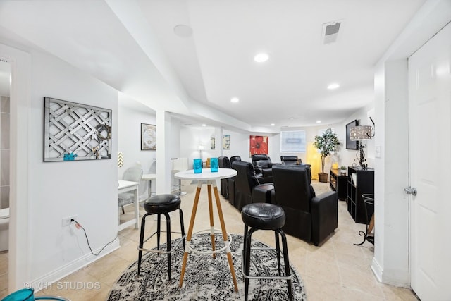 office with light tile patterned floors