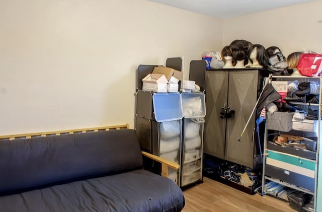 bedroom with light wood-type flooring