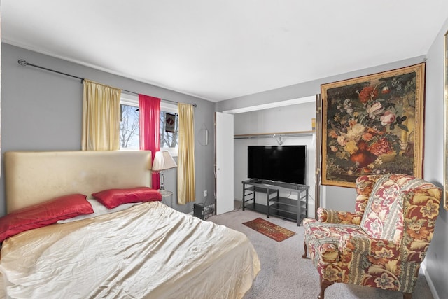 carpeted bedroom featuring a closet