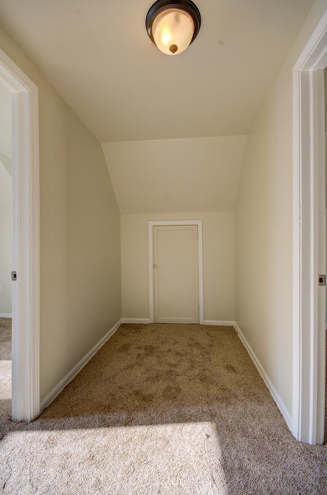 bonus room with carpet flooring and lofted ceiling