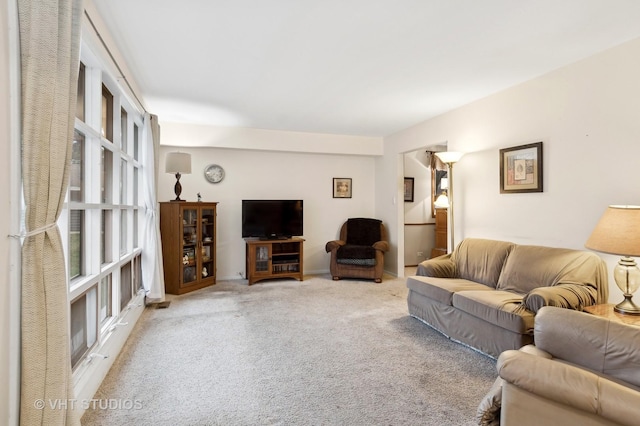 living room featuring carpet flooring