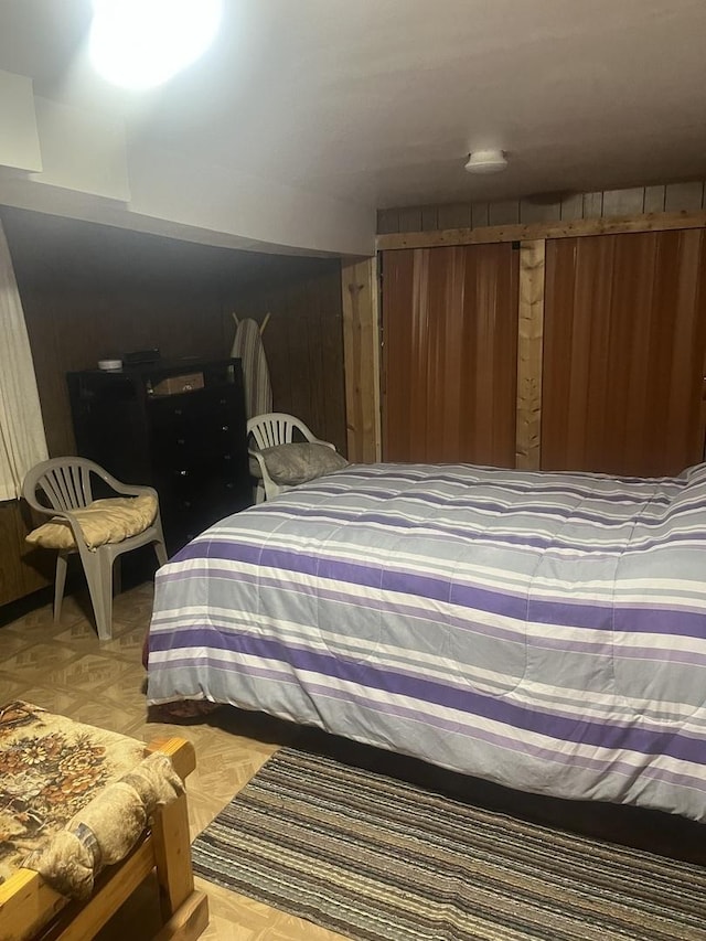 bedroom with parquet floors