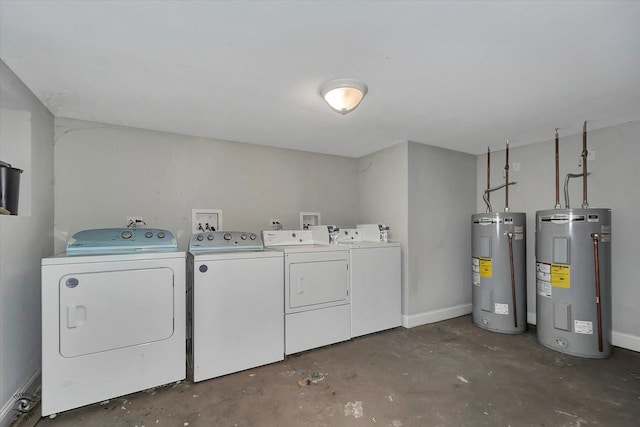 laundry room with independent washer and dryer and electric water heater