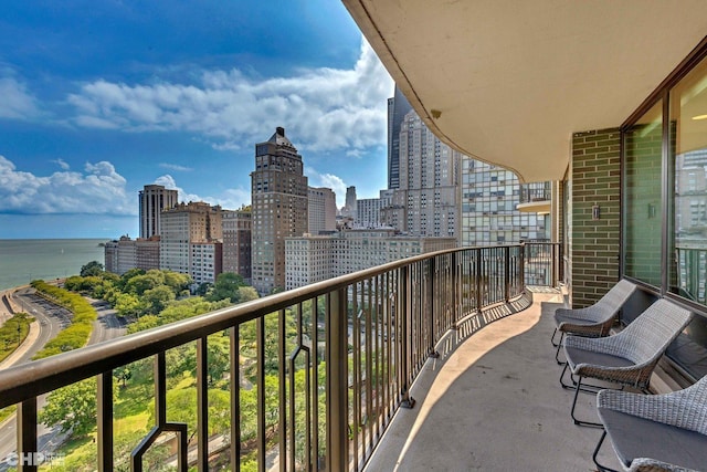 balcony with a water view