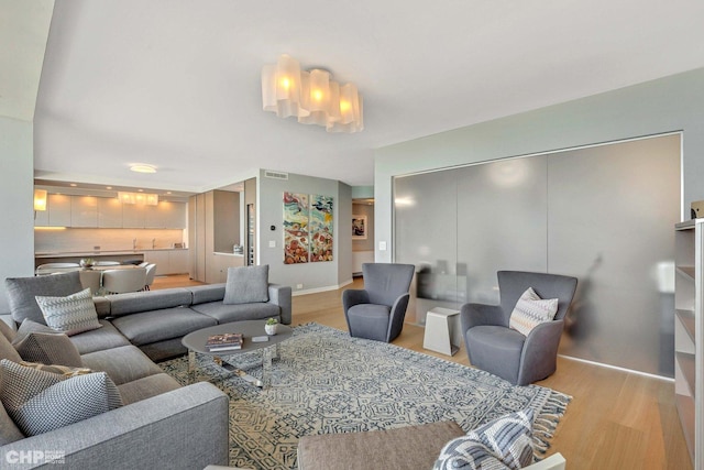 living room featuring light hardwood / wood-style floors